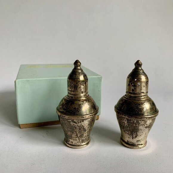 Sterling Silver Weighted Salt & Pepper Shakers with Box Vintage Duchin Creation - Picture 1 of 4